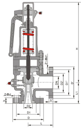 A48S高温高压全启式蒸汽安全阀结构图