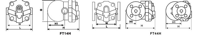 FT44、FT14杠杆浮球式蒸汽疏水阀结构图